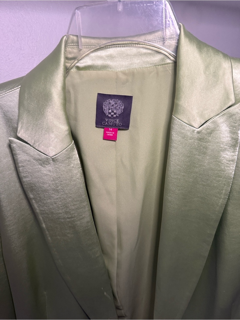 Vince Camuto Satin Sage Green Blazer - Picture 3 of 4